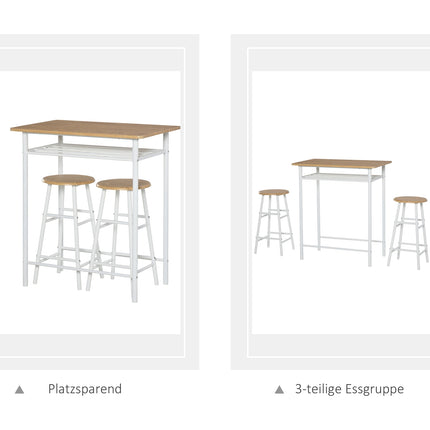 Bar table and chairs with storage shelf and door mat