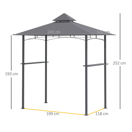Grill Gazebo, Flame protection, Grey, 245x148x252 cm