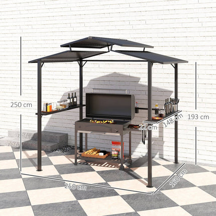 Waterproof barbecue pavilion with UV protection - 250x160x250cm
