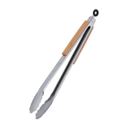 Barbecue tongs in stainless steel with wooden handle