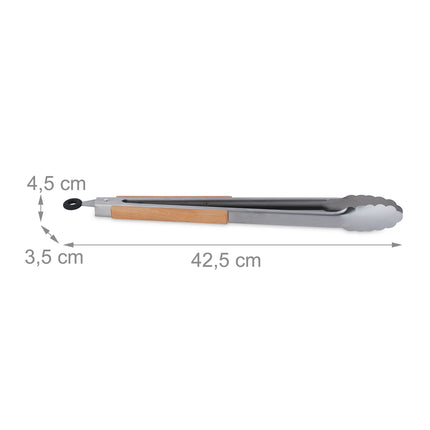 Barbecue tongs in stainless steel with wooden handle