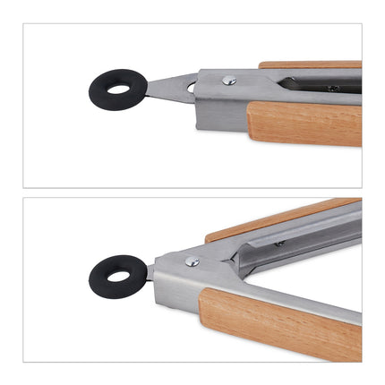 Barbecue tongs in stainless steel with wooden handle