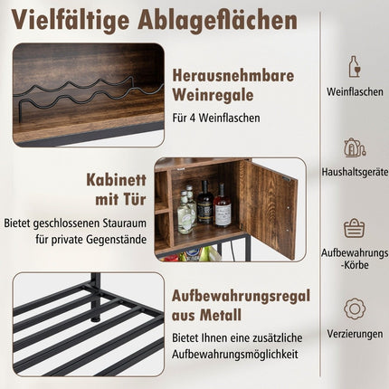 Bar cabinet with wine racks and shelves wooden console table with metal frame for dining room 100 x 35 x 83 cm coffee