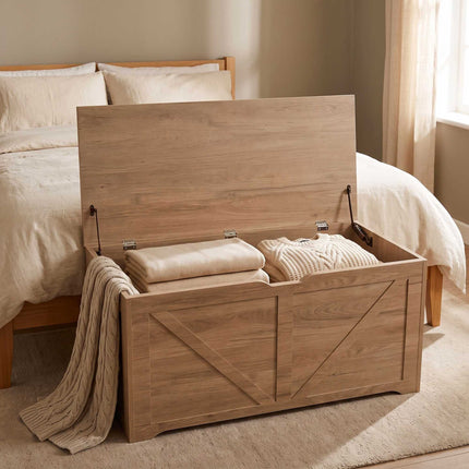 Barn-Style Storage Bench, Light Grey, 100x40 cm, MDF