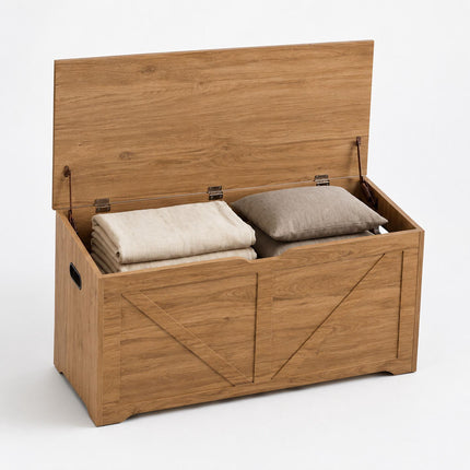 Barn-Style Storage Bench, Light Grey, 100x40 cm, MDF