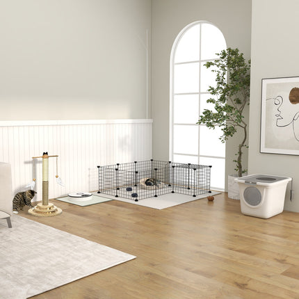 Playpen for small animals and puppies, black 36 panels, 146x73x73 cm