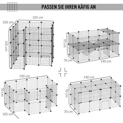Playpen for small animals and puppies, black 36 panels, 146x73x73 cm