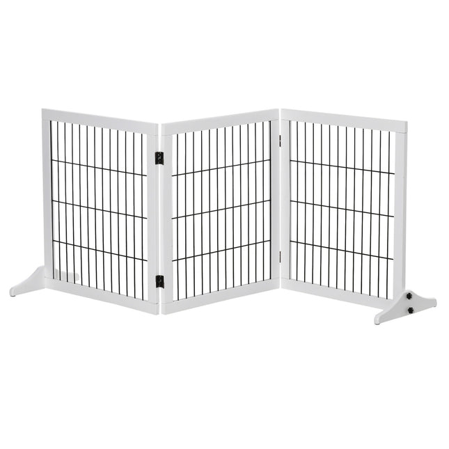 Dog barrier gate, Pine, White, 185x36x71 cm