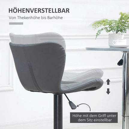 Adjustable Gray Bar Stools Set of 2 - Backrest & Footrest