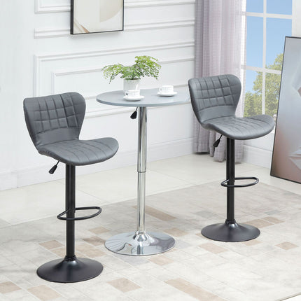 Adjustable Gray Bar Stools Set of 2 - Backrest & Footrest