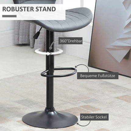 Adjustable Gray Bar Stools Set of 2 - Backrest & Footrest