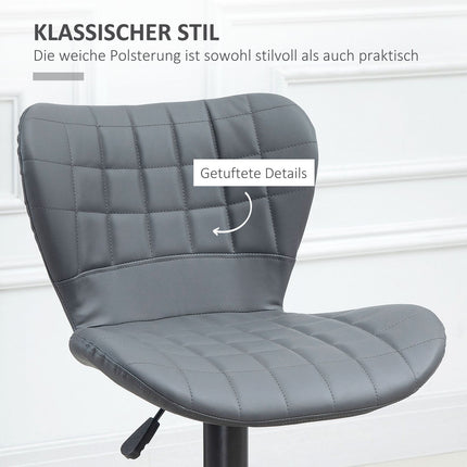 Adjustable Gray Bar Stools Set of 2 - Backrest & Footrest