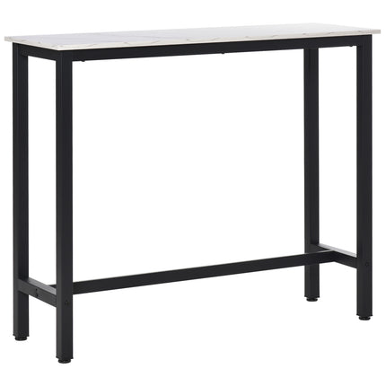 Bar table with marble look, adjustable feet, steel 120x40x100 cm