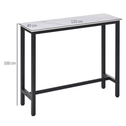 Bar table with marble look, adjustable feet, steel 120x40x100 cm