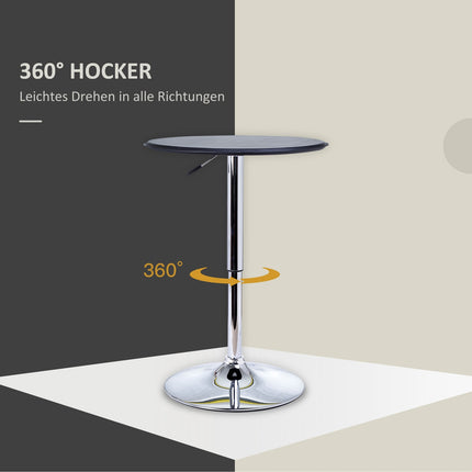 Bar table, bench height, black artificial leather, adjustable