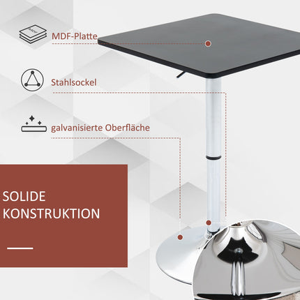 Height-adjustable pole table, rotating table top, black