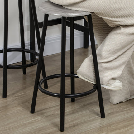 Industrial bar table set with 4 stools - Grey, 5-piece