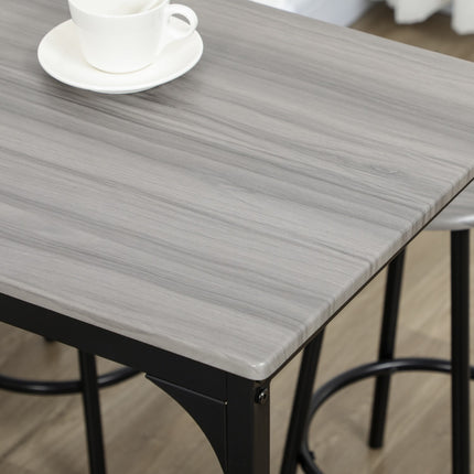 Industrial bar table set with 4 stools - Grey, 5-piece