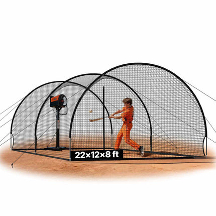 Baseball Batting Cage Net, 22.2ft, Portable, Pitching Machine Slot