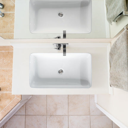 Basin porcelain art basin ceramic basin with pop-up drain 60 x 35 x 11 cm white