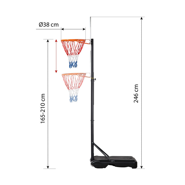 Basketbalring, verstelbare hoogte, binnen/buiten