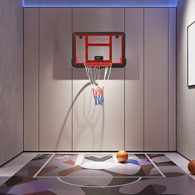 Basketbalring, Basketbalbord Met Mand, Elektronisch Scorebord, Basketbalring Voor Wandmontage, Inclusief Basketbal, Ballenpomp