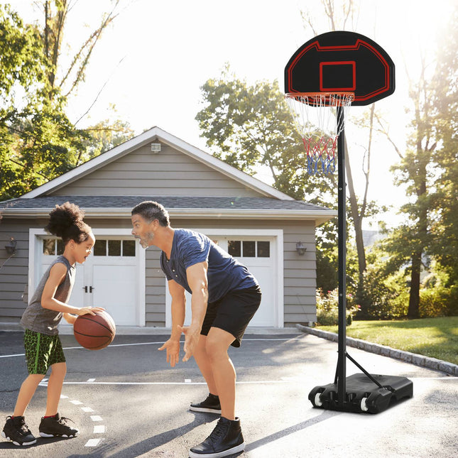 Adjustable outdoor basketball hoop with wheels, 195-250 Cm