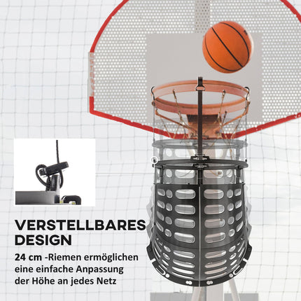 Basketball rebound system, 360° rotating return, indoor/outdoor