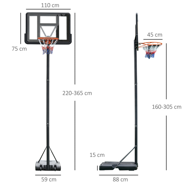 Adjustable portable basketball stand with wheels for indoor and outdoor use