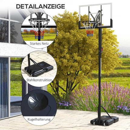 Adjustable outdoor basketball hoop with stand and wheels