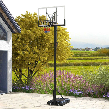 Adjustable outdoor basketball hoop with stand and wheels