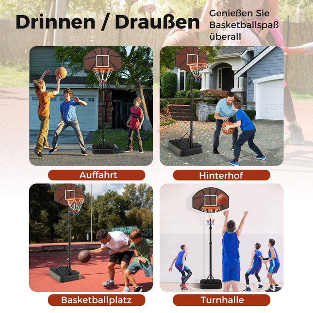 Basketbalring voor buitenbasketbalstandaard 172-200cm in hoogte verstelbaar basketbalsysteem zwart