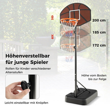 Basketball hoop outdoor basketball stand 172-200cm height adjustable basketball system black