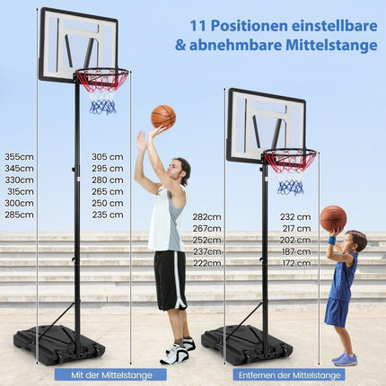Basketball hoop outdoor basketball stand 172-305cm height adjustable basket system with removable center tube