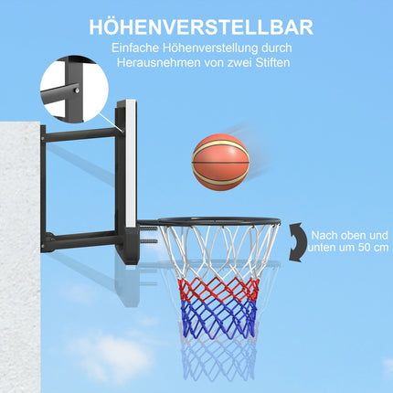 Basketball hoop & backboard for indoor/outdoor use, Ø45 cm