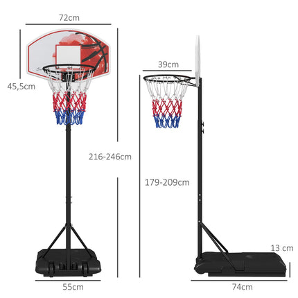 Adjustable Outdoor Basketball Hoop With Wheels - Steel, Multicolor