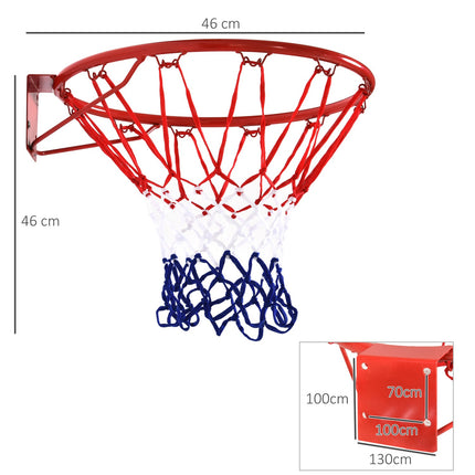 Basketball hoop with net, steel frame, 46 cm diameter
