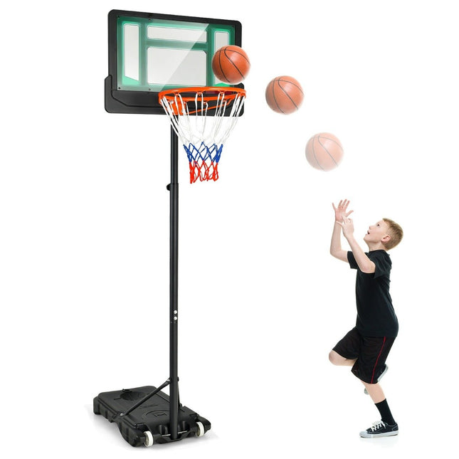 Basketbalstandaard 90/158-210 cm hoogte verstelbare basketbalring met standaard weerbestendig binnen buiten groen