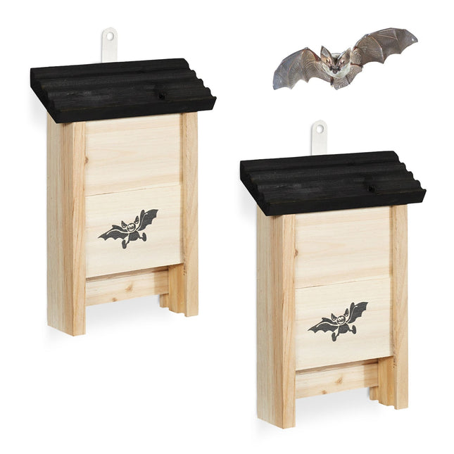 Bat Box Set of 2 – Wooden Roosts with Grooved Interior