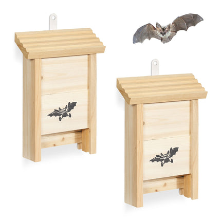 Bat Boxes 2-Pack, Wooden, Grooved Interior