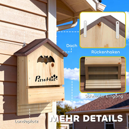 Bat House Set of 3, Fir Wood, 21.5 x 11.5 x 34 cm
