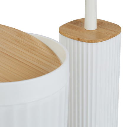 Bathroom Accessories Set, Plastic & Bamboo, 6-Piece