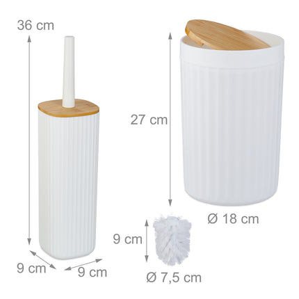 Bathroom Accessories Set, Plastic & Bamboo, 6-Piece