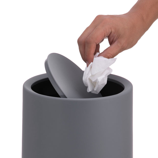 Kosz łazienkowy z pokrywą uchylną, 6 l, plastikowy