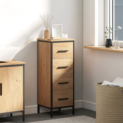 Bathroom Cabinet, 4 Drawers, Compact, Industrial Style