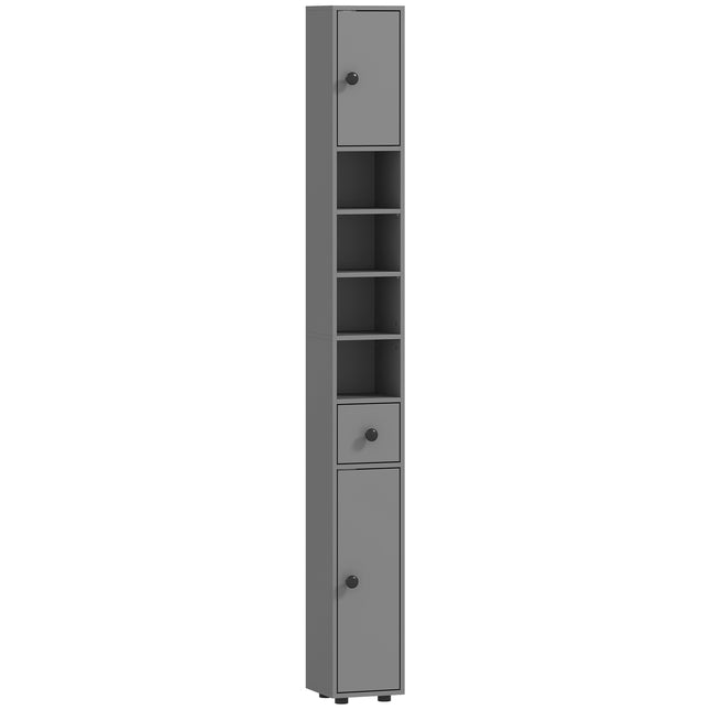Bathroom Cabinet, 4 Shelves, Drawer, Chipboard, Grey