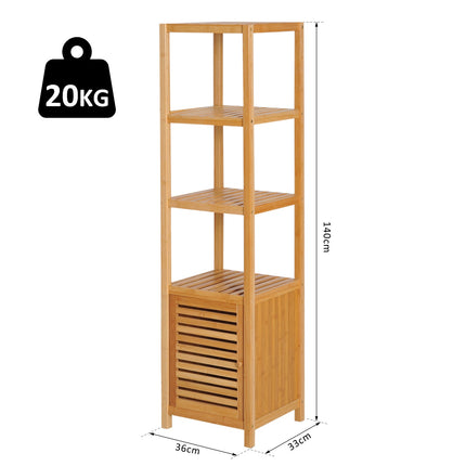 Bamboo bathroom cabinet with 3 shelves, 36x33x140cm