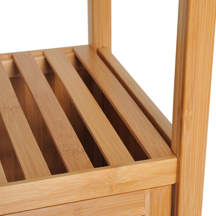 Bamboo bathroom cabinet with 3 shelves, 36x33x140cm