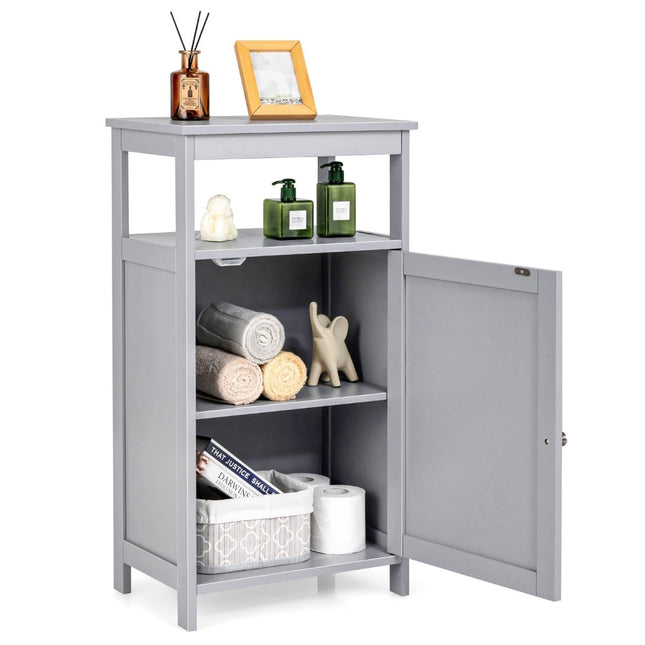Bathroom Cabinet, Freestanding Shelf, Adjustable, Grey, MDF