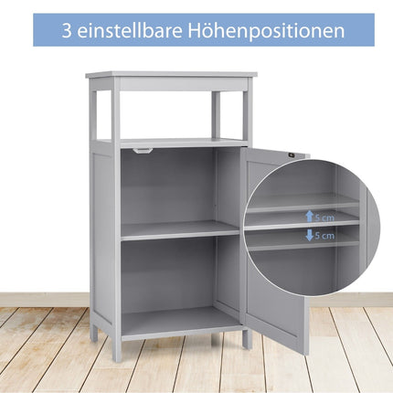 Bathroom Cabinet, Freestanding Shelf, Adjustable, Grey, MDF